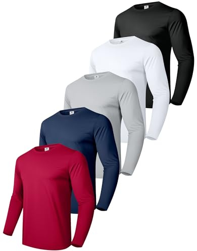 Boyzn Herren 3 or 5 Pack Baumwolle T-Shirts, Langarm Rundhals Sport T-Shirts, Baumwolle Gym Workout Laufshirts für Männer