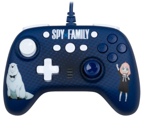 Konix Spy x Family Kabelgebundener Controller für Nintendo Switch, Switch 2 und PC - Vibrationsfunktion - 3 m Kabel - Motiv Anya und Bond Forger - Blau