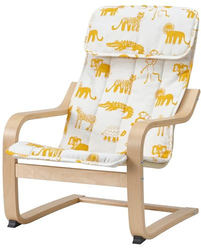 ProTuning POÄNG Kindersessel Birkenfurnier / Skogbo Tiermuster