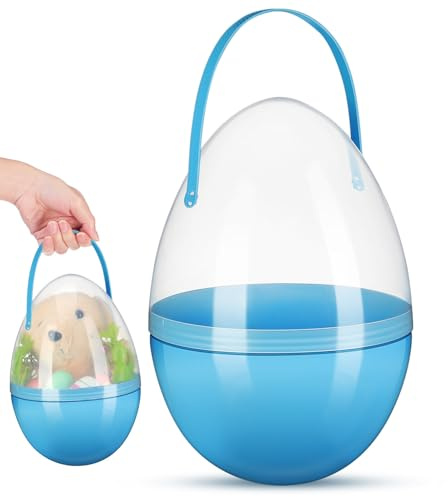 Uonlytech Durchsichtiges Befüllbares Osterei mit Griff – 25cm Großer Kunststoff Ostereibehälter für Ostereiersuche und Osterdekoration