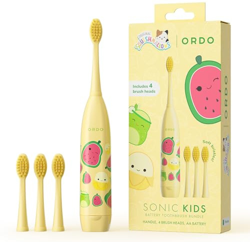 ORDO Squishmallows Kids Electric Toothbrush, 4 Brush Heads, Wanda