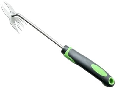 KiBcsLic Deshierbador Manual Herramienta de Jardín Arrancador Extractor Removedor para Invasora Cabezal en Garra y Cuerpo de Acero Inoxidable Adecuado para , Desmalezador De Cuatro Dientes con Caja