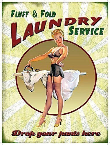 Fluff and Fold Laundry Service funny metal sign 200mm x 150mm (og)