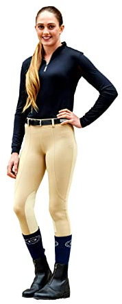 Dublin Performance Flex rodilla parche equitación Medias Beige Damas 30