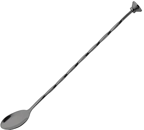 Olympia Cocktail Mixing Spoon Stainless Steel 290mm, Gunmetal | Twisted shaft ensures optimum stirring, while a hammer-ended European style provides balance with a teaspoon-sized bowl.