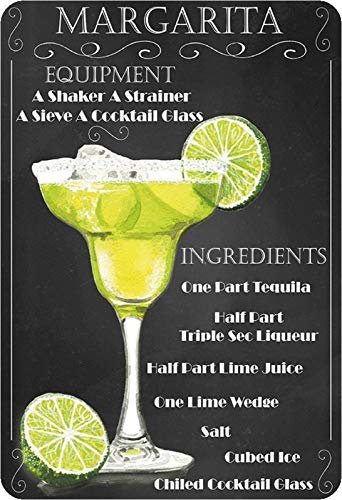 Schatzmix Blechschild Cocktail Rezept Margarita Tafel Metallschild Wanddeko 20x30 tin Sign