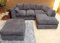 Abakus Direct ® JUMBO DYLAN LH/RH CORNER SEATER SOFA IN GREY CORD CHENILLE FABRIC + FREE FOOTSTOOL | 3-YEAR WARRANTY (RH Corner)