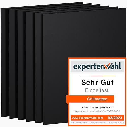 KOMOTO® BBQ Grillmatte (6er Set) 50x40 cm I Extra Dick I Für Gasgrill und Holzkohle