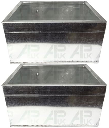 2x Galvanised Cow Horse pony Stable Feed Feeding Bin Trough Tub Container Bucket