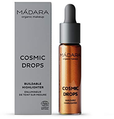 MÁDARA Organic Skincare | COSMIC DROPS Formbarer Highlighter, 3 BURNING METEORITE, 135ml, Hyaluron-Aloe Serum Highlighter aus ultrafeinen Mineralien, Vegan, Ecocert-zertifiziert