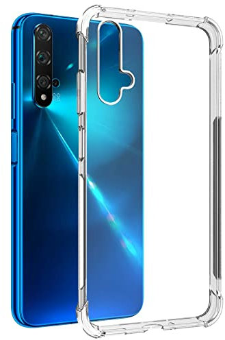 mtb more energy® Custodia Crystal Armor per Huawei Nova 5T, Honor 20 (6.26'') - Hard PC Back & Soft Silikon Bumper - Angoli rinforzati - Trasparente - TPU PC Case Cover