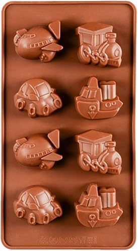 Selecto Bake Cartoons-Auto-Form aus Silikon zum Backen, 1 Stück, 8 Mulden, 3D-Auto-förmige Schokoladenform für Geburtstags-Themenparty, Muffinbecher, Eiswürfel, Seife, Kuchen