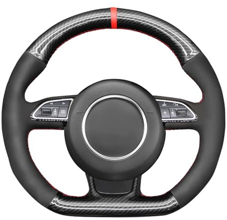 MEWANT Lenkradbezug aus Leder für Audi A1 2016-2018/A3 2012-2016/ A4 2012-2015/A5 2012-2016/ A5/A6/A7/Q3/Q5 (8R)/S1/S3/S4/S5/S6/S7/SQ5/RS 3 8 V. RS 4 (B8)/RS 5 /RS 6 (C7) /RS 7 (G8) /RS Q3