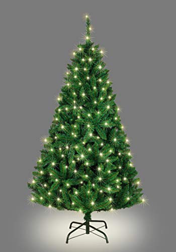 SHATCHI 4Ft-8Ft Pre-Lit Artificial Christmas Tree Deluxe Imperial Pine Pencil Point Tips Hinged Branches Xmas Home Decorations Metal Stand, Green W/Warm White LEDs, 4ft
