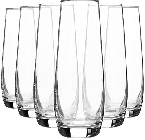 Argon Tableware 12x 230ml Stemless Champagne Flutes - 'Corto' Range - Modern Style Glass Drinking Flutes for Champagne, Prosecco, Sparkling Wine