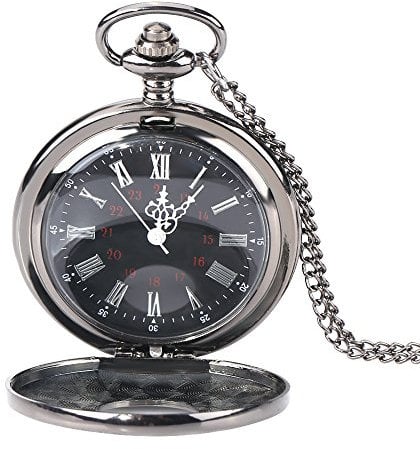 Vintage-Stahl-Quarz-Taschenuhr Mit Skelett Handaufzug, Mechanische Halskette und Lange Kette Mit Römer Ziffern, Klassische Analog-Legierungs-Anhänger