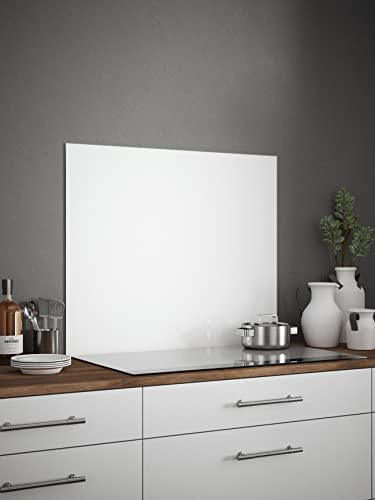 Generic Glass Kitchen Splashback 900mm x 750mm, Ice White | Handmade in the UK with a peel-and-stick backing for simple installation, toughened build and 5-year guarantee.