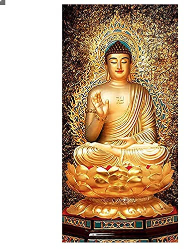 DCIDBEI 5D DIY Diamant Malerei Kit Buddha Diamanten Stickerei Mosaik Muster Wandmalerei Gemälde Malen nach Zahlen Kits Buddha Golden für Erwachsene DIY Diamond Painting Set Full Groß 50x90 cm