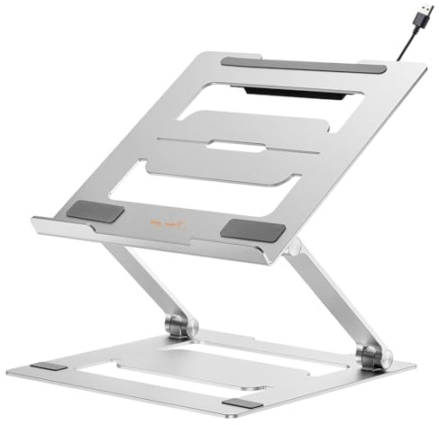 myWall Laptop Ständer HT17L, Ergonomische Laptop-Halterung für den Schreibtisch, Notebook und MacBook Ständer kompatibel für 11-17 Zoll, Belüftet und Zusammenklappbar, Ständer-Halter für Laptop