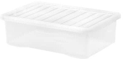 SELGEN 32L Plastic Storage Boxes Crystal Clear Box & Lid Home Office Stackable Nestable (60.00 x 40.00 x 18.00 cm)