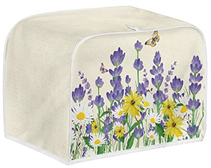 Kuiaobaty Butterfly Flowers Toaster Cover 2 Slice, Spring Floral Dust Cover for Bread Machine 11.5x8x8in,Washable Bakeware Case