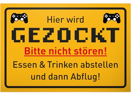 DankeDir! Hier wird gezockt - Schild - Partydeko Zocker Geschenkidee Deko Spielzimmer Schüler Türschild Zimmer Party - Teenager Geschenk Gamer Geburtstagsgeschenk Dekoration Jugendlicher