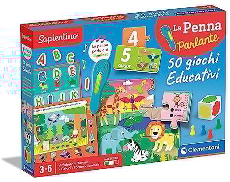 Clementoni Sapientino - La Penna Parlante con 50 Giochi Educativi, Gioco Interattivo per Bambini 3-6 Anni per Imparare Alfabeto, Numeri, Colori, Forme e Animali, Made in Italy, Lingua Italiana, 16799