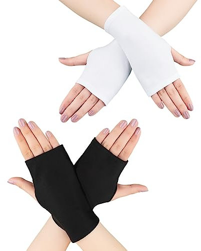 2 Sets Of Sun Protection Fingerless Gloves, Fingerless Gloves, Sun Protection Driving Gloves, Elastic Half-Finger Short Gloves, Suitable For Sun Protection When Going Out, Unisex
