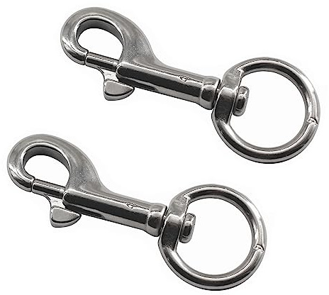 Moschettone girevole da 98 mm, in acciaio inox 316, di grado marino, per guinzagli per cani, portachiavi, corde per barche e gabbie, 2 pezzi