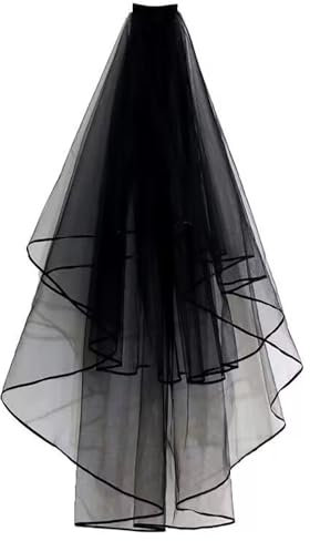 SUNHUITOY Brautschleier Schwarz - Halloween Hexe Cosplay Mit Kamm für JGA Junggesellinnenabschied Hochzeit Zubehör (Schwarz 1)