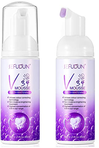 Pasta sbiancante viola, dentifricio bianco V-34, dentifricio viola sbiancante Stain Removal Teeth, dentifricio viola per denti bianchi,dentifricio sbiancante dentifricio per denti gialli (SF-2PCS)