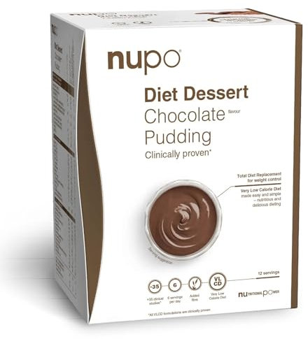 NUPO Diet Meal Budino al Cioccolato - Pasto dietetico premium per la gestione del peso I Pasto sostitutivo completo per il controllo del peso I 12 porzioni I Senza glutine, senza OGM