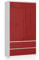 AKORD Zweitüriger Kleiderschrank S 90 cm 2 Schubladen mit Regalen und Einer Kleiderstange für EIN Schlafzimmer Kleiderschränke Minimalistischer Stil Laminierte Platte 16 mm Farbe Weiß/Rot Glanz