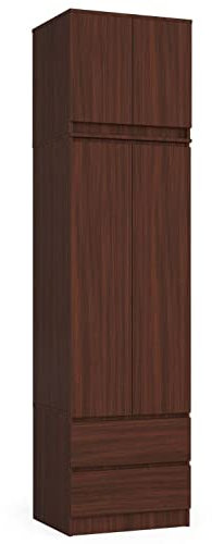 AKORD Kleiderschrank S60 mit Erweiterung 60 cm | mit 2 Türen und 2 Schubladen | Kleiderschrank mit Auszug | Geräumiger Innenraum | B60 x H234 x T51 cm | Gewicht 78,05 kg | Wenge/Wenge