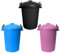 TENLITE Set of 3 - Heavy Duty Plastic Clip Lock Lid Bin Indoor or Outdoor Rubbish, Trash Can, Dustbin Waste or Storage of Animal Feed, Colourful Bins - Made in U.K. (Black, Sky Blue & Pink)