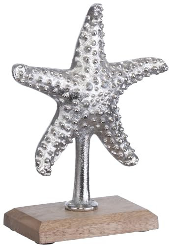 Brandsseller Deko-Aufsteller Seestern ca. 18x12x7,5cm auf Mangoholz-Sockel/Aluminium