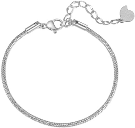Happiness Boutique Damen Edelstahl Rundes Schlangenarmband | Elegante Basis Armkette | Wasserfestes Armband in Gold - Rosegold, Silber