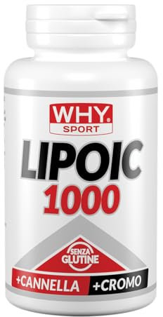 WHY SPORT LIPOIC 1000 - Acide alpha-lipoïque 1000 mg à haute dose - Complément alimentaire avec cannelle et chrome - 60 comprimés