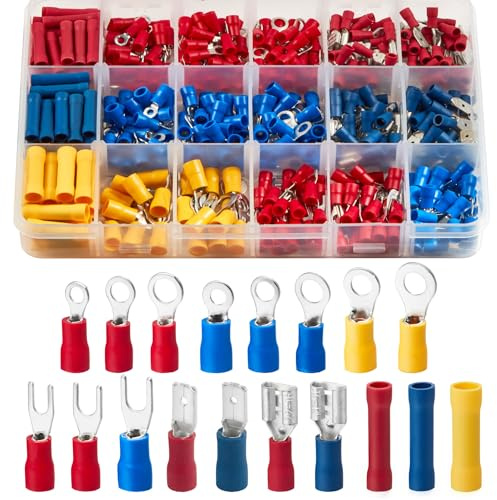 Chanzon 200pcs Insulated Crimp Wire Connector Terminal Assortment