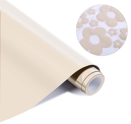 HTVRONT Puff Vinyl Heat Transfer – 25,4 cm x 1,8 m Beige 3D Puff Wärmetransfer-Vinyl schäumendes buntes bauschendes Vinyl zum Aufbügeln auf T-Shirts - Cream Puff HTV Vinyl für Cricut & Cameo-Easy
