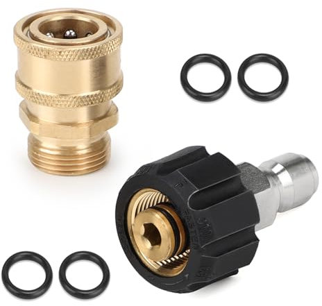 SWAWIS 2 Stück Hochdruckreiniger Adapter Set, M22–14 mm Innengewinde auf Außengewinde, Schnellanschluss für Rohrreinigungsschlauch und Pistole