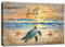 Cadre en bois Impression sur toile Tortue de Mer Walk By Faith Citations Affiche Decoration Murale Image sur Toile Océan Bleu Plage Tableau Decoration Murale Chambre Coucher Salle de bains 30x40cm