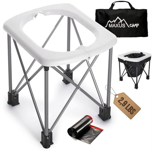 MAXUSCAMP Portable Camping Toilet, Ultralight Aluminum Frame, XL High, Up to 350lb, White