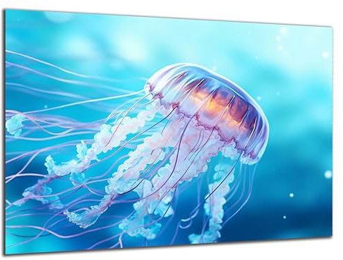 DARO Design - Wand-Bild 6mm HDF 40x30 cm Unterwasser Qualle - Wand-Deko Bilder Wohnzimmer