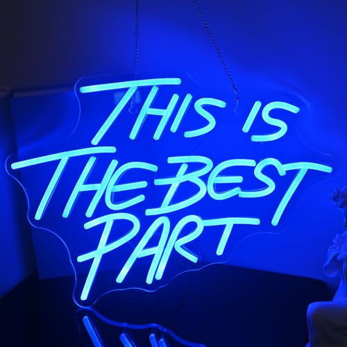 Looklight This is The Best Part Insegna al neon Insegne al neon a LED blu con dimmer, luci al neon con lettere USB per matrimoni, compleanni, feste, fondali, camere da letto, bar, casa