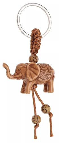 Porte-clé éléphant porte-bonheur avec protection et porte-bonheur, marron, taille unique