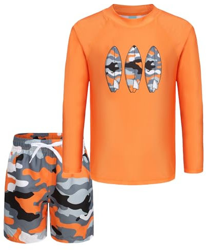 Rash Vest Boy Swimming Costume with Swim Shorts Kids Swimsuit Boys Swim Top Full Sleeve Age 15-16 Years