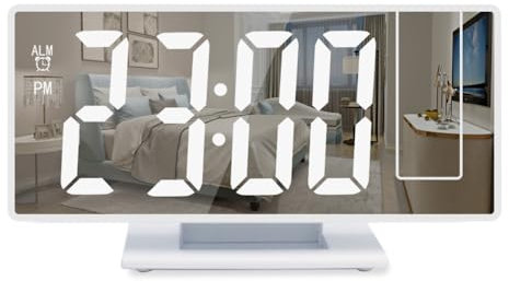 DONGKER Sveglia Proiettore, Radiosveglia Proiezione con Display LED Luminosità Regolabile a 3 Livelli e Rotazione di 180 ° e Impostazione, Sveglie Snooze per Comodino Ufficio Domestico