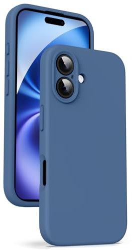 Supdeal Liquid Silicone Case for iPhone 16 - [Camera All-Round Protection] [Soft Microfiber Lining Anti-Scratch] 4 Layer Full Covered Shockproof Gel Rubber Phone Case Cover, 6.1, Blue