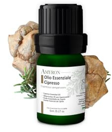 Olio Essenziale di Cipresso AMYRON 5ml 100% Puro E Naturale Aromaterapia | Tonificante | Purificante Ideale Per Diffusore Oli Essenziali.
